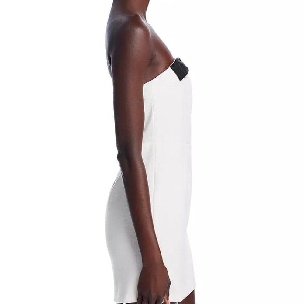 Lucy Paris White Strapless Mini Dress w/ Black Bow NWT Size M Bachelorette Party - Picture 9 of 12